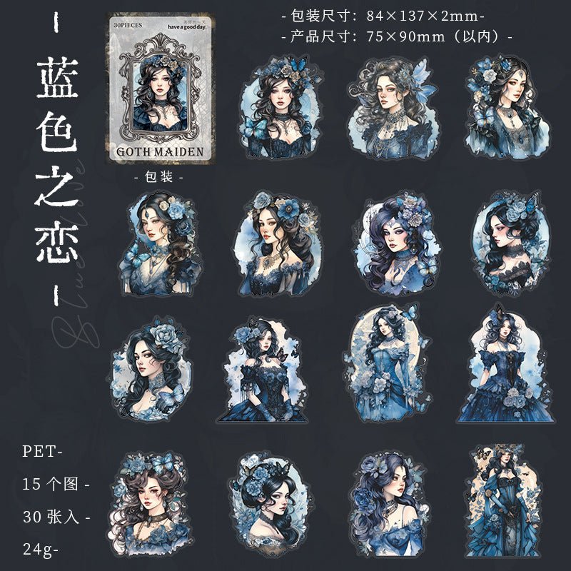 30 Pcs Gothic Girl PET Stickers GTSN