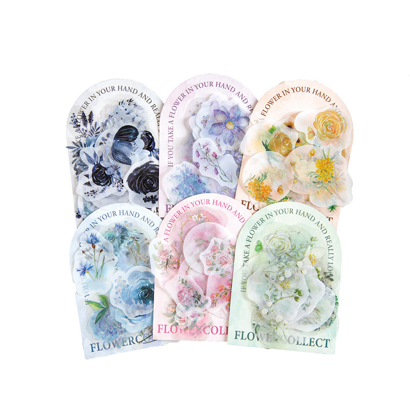 30pcs PET Flower Stickers HZDA