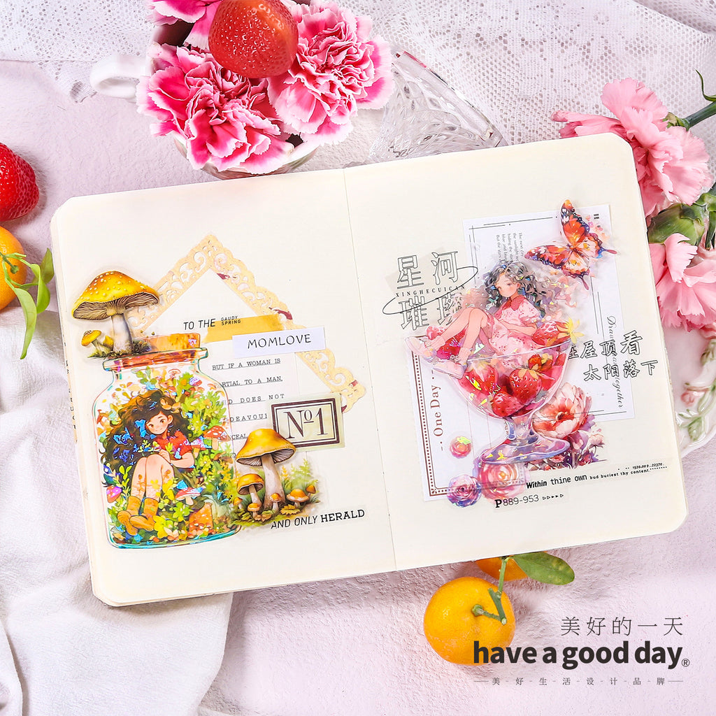 5 Pcs Bottle and Flowers PET Stickers TGSN