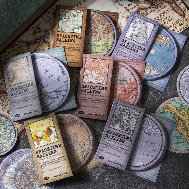 Sihon Map-Style Round Stickers