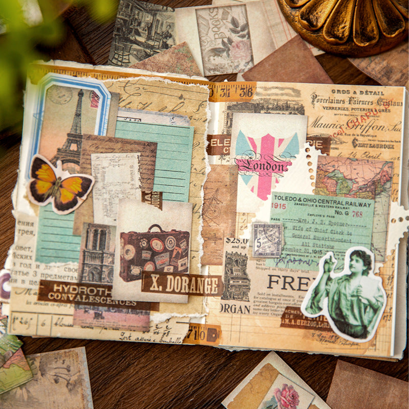 60pcs Doule-Side Vintage Scrapbook Paper QHZL