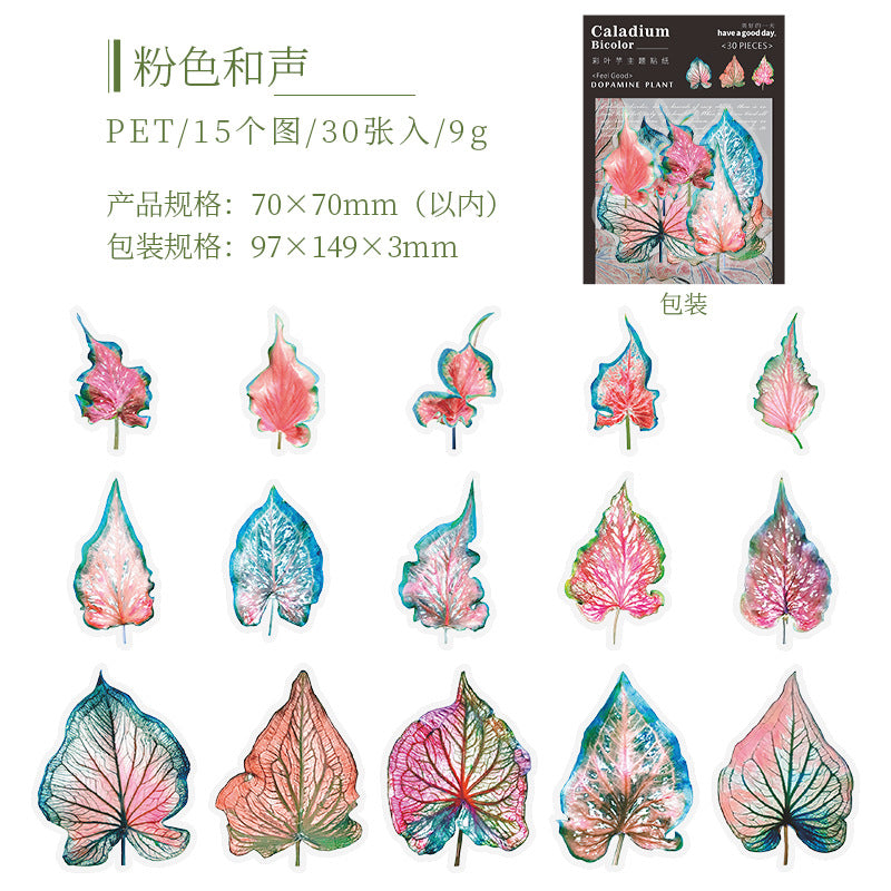30pcs PET Leaf Stickers FZSY
