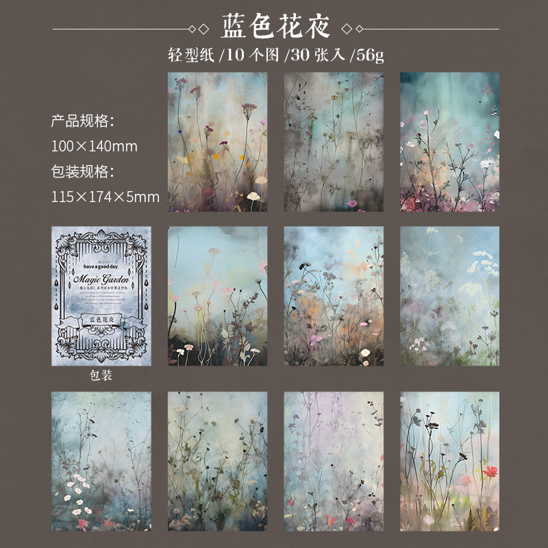 30 sheets Magic Garden Scrapbook Paper MFHY