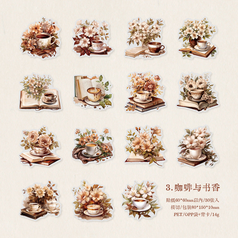 30pcs Coffee PET Stickers KFRJ