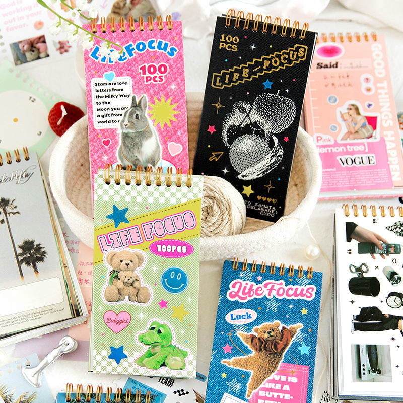 100pcs Scrapbook Stickers and Paper Book SHJD