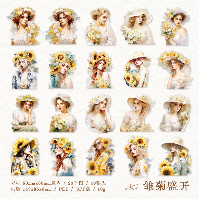 40 Pcs PET Ladies Stickers WFMM