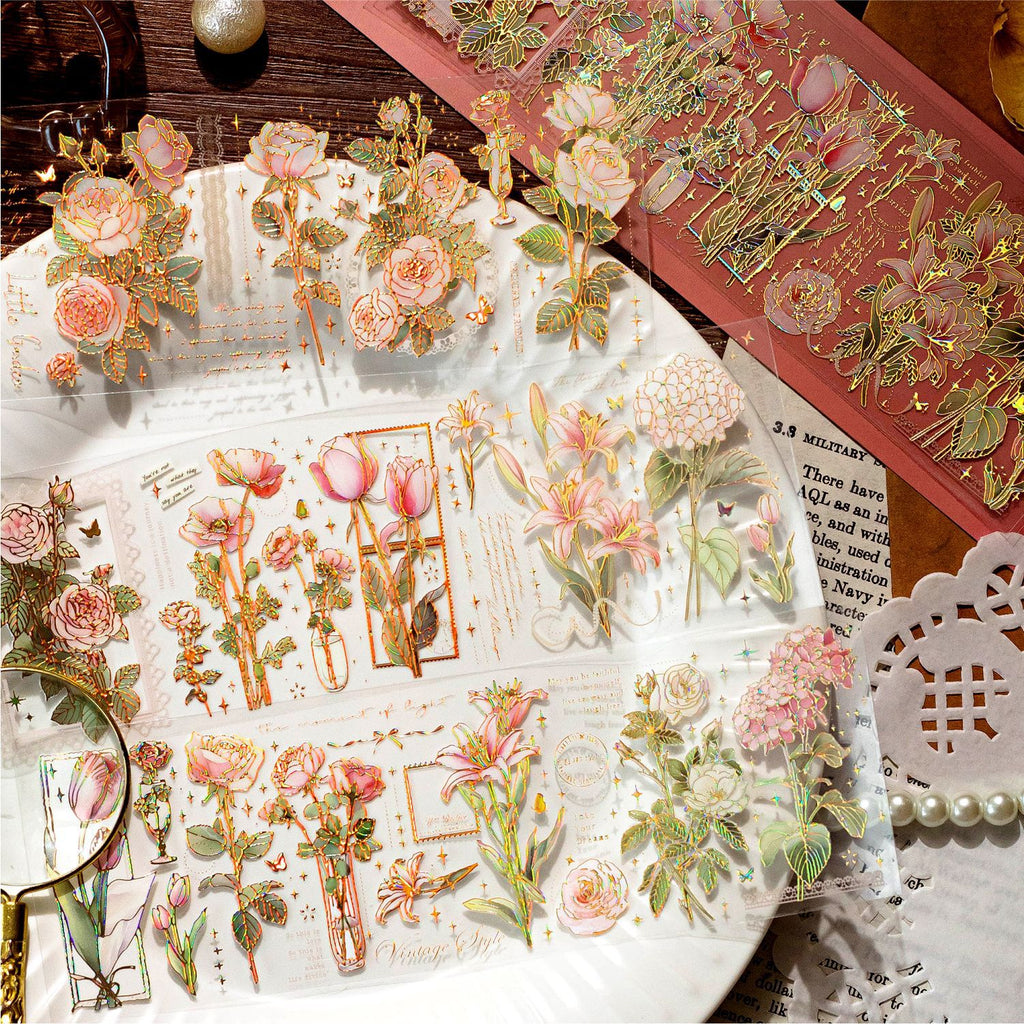 3 Pcs Flowers PET Stickers YDHY