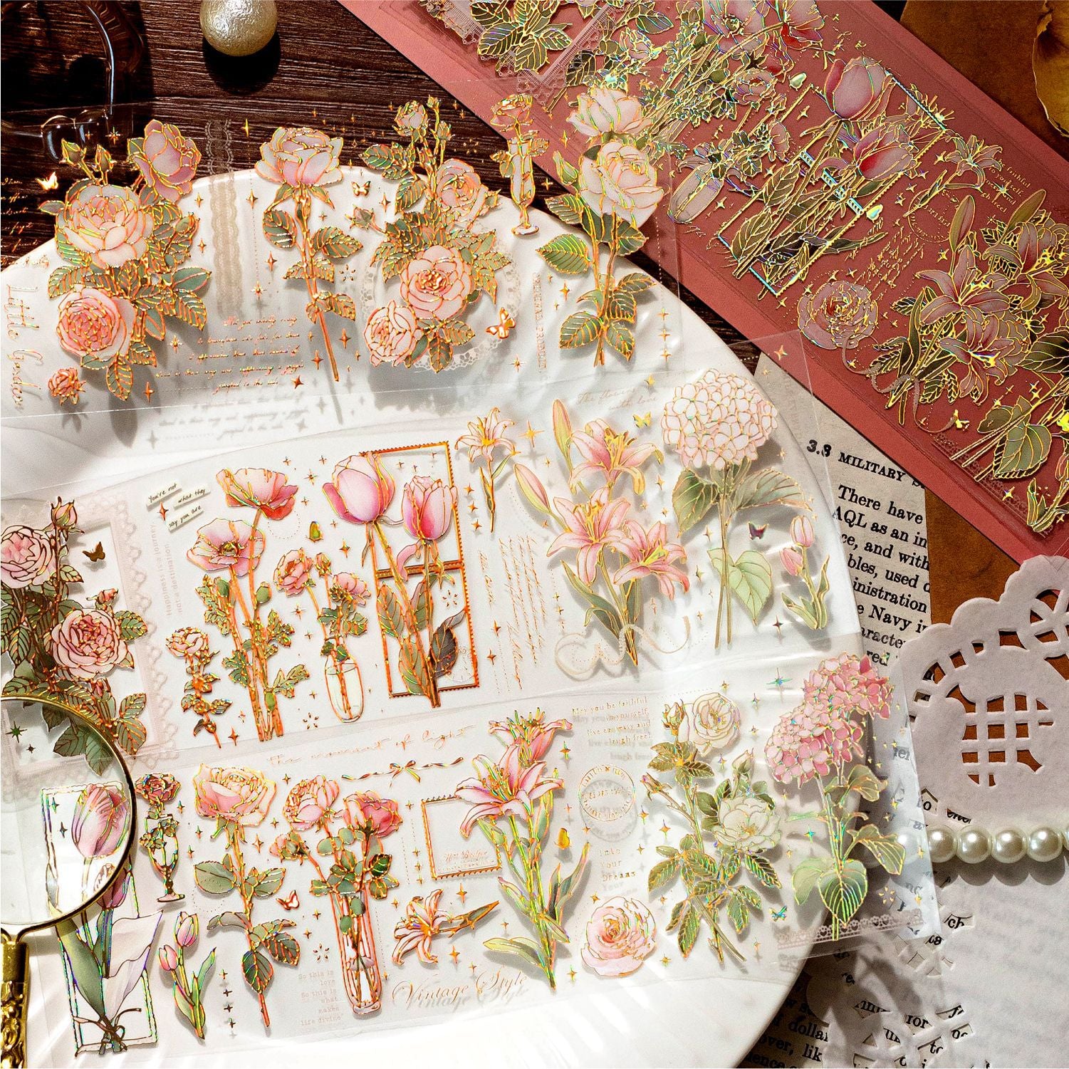 3 Pcs Flowers PET Stickers YDHY