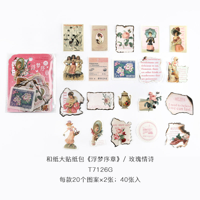 40 Pcs Washi Stickers Pack FMXZ