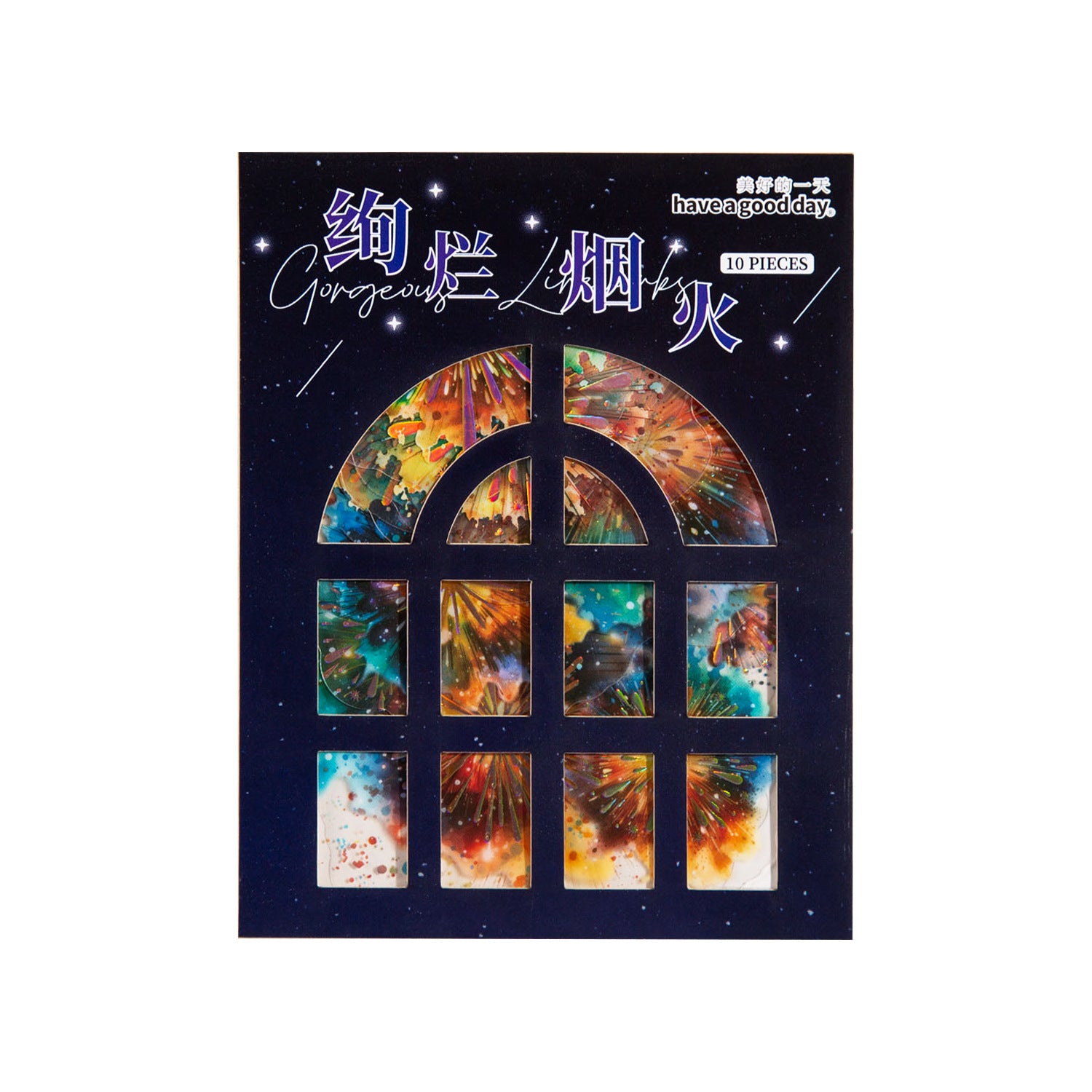 10pcs Fireworks PET Stickers XLYH