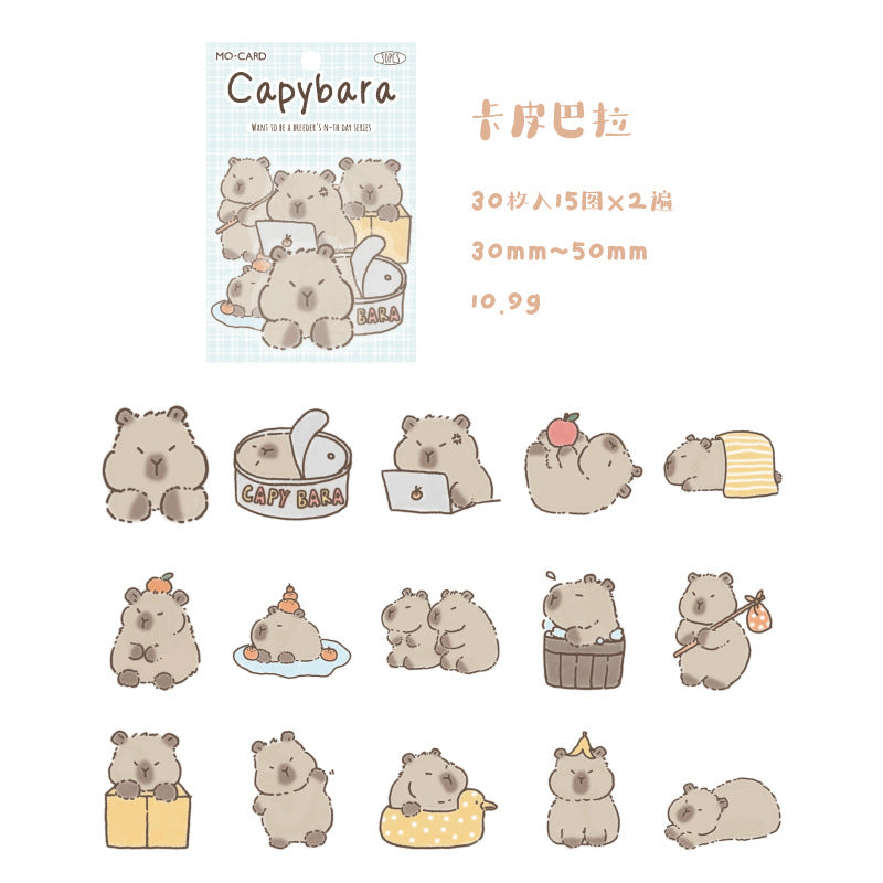30 Pcs Cute Animal PET Stickers SYYNT