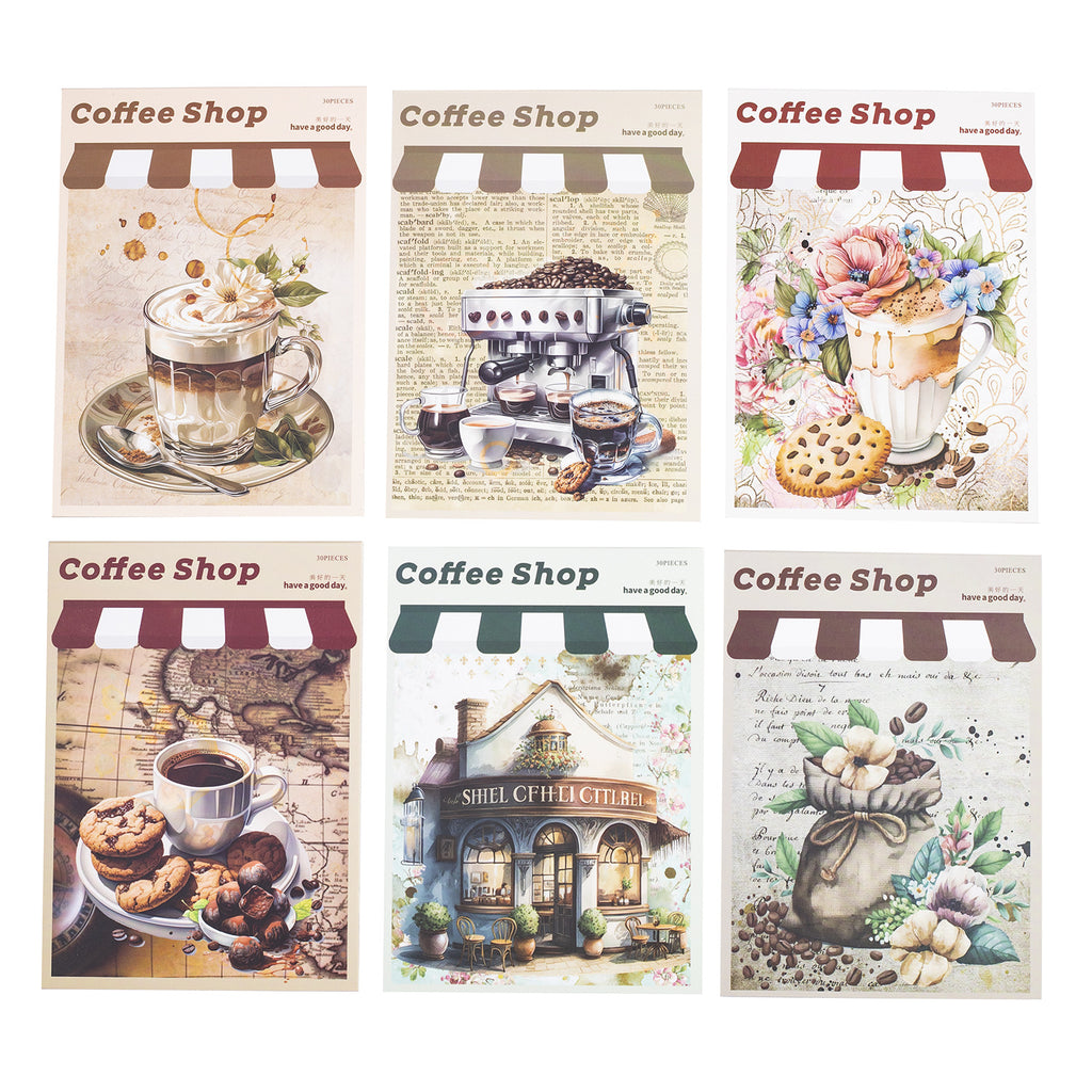 30Pcs Coffee Theme Scrapbook Paper JJKF