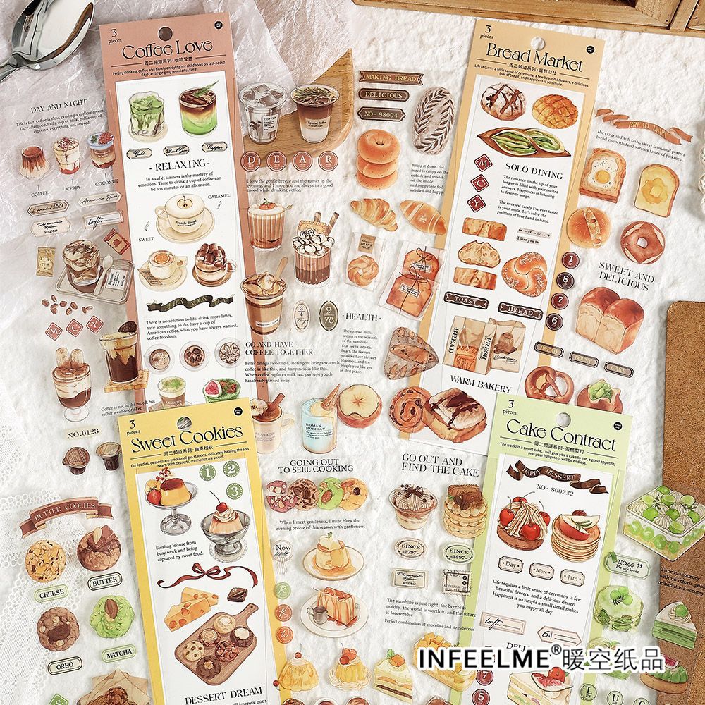 3 sheets Dessert Stickers ZEPD