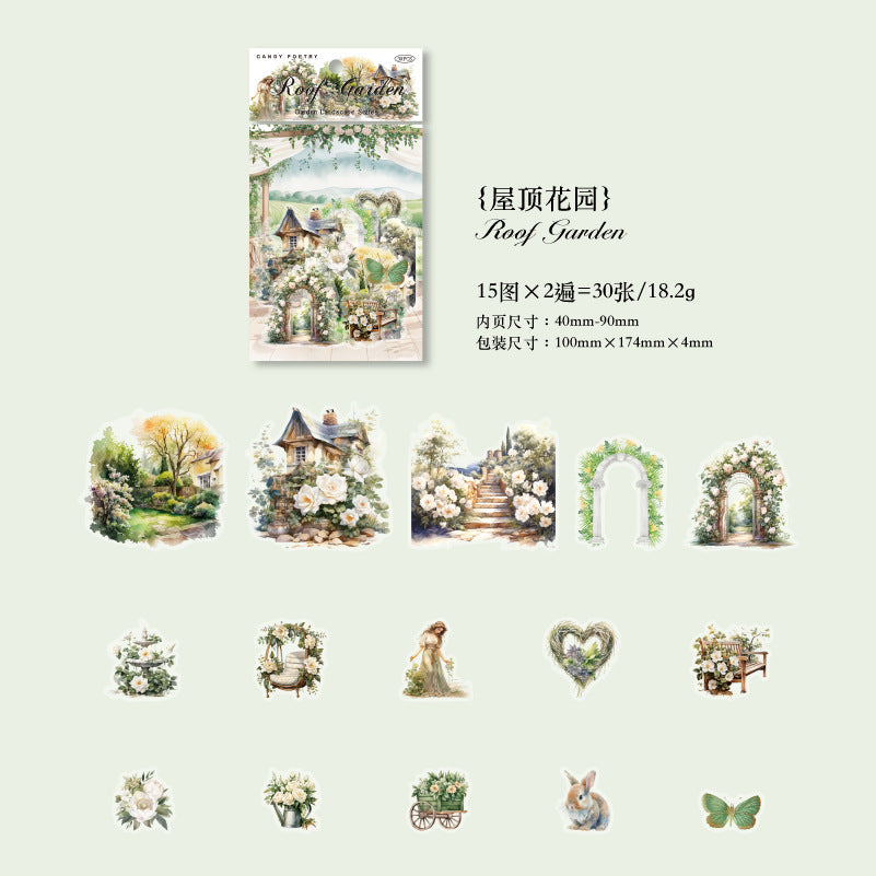 30 Pcs Garden Theme PET Stickers HYJGCS