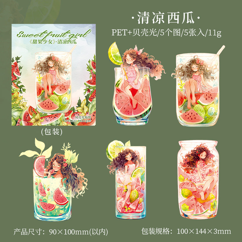 5 Pcs Bottle and Flowers PET Stickers TGSN