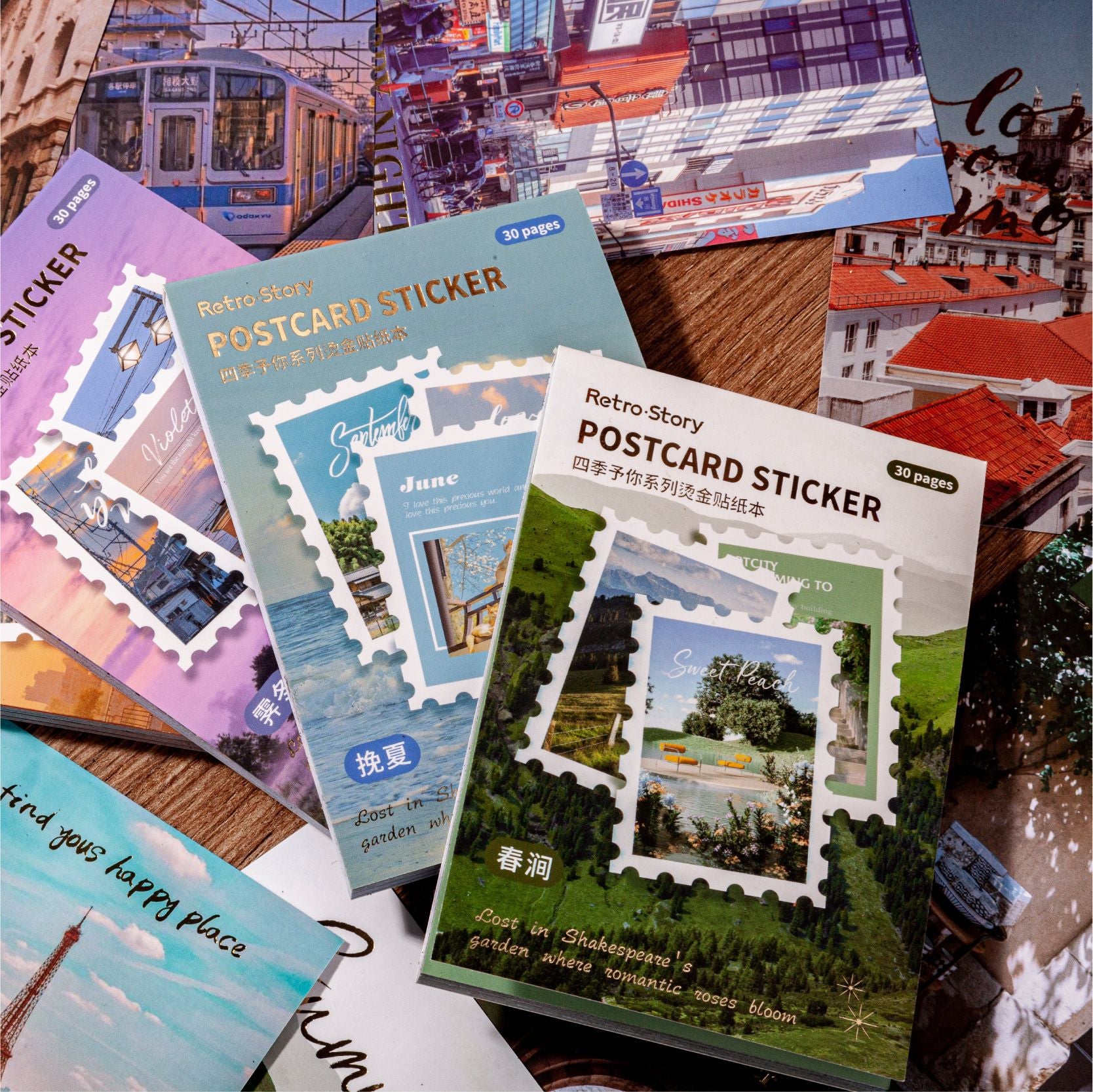 30 Sheets Landscape Stickers Book SJYN