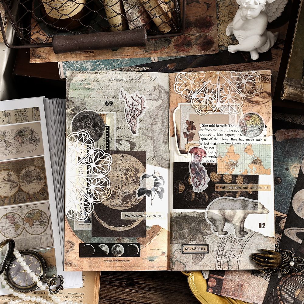40 Pcs Junk Journal Paper and Stickers Book YWXX