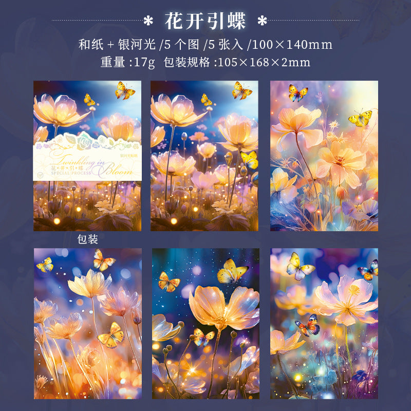 5 Pcs Flowers Washi Paper Stickers FHSS