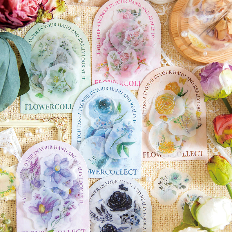 30pcs PET Flower Stickers HZDA