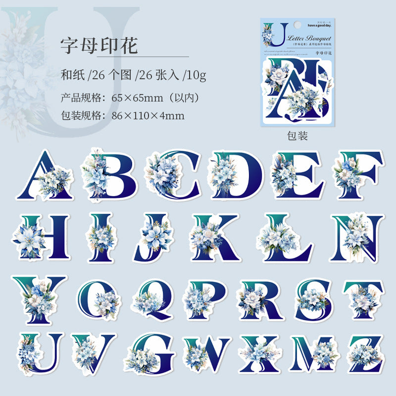 26 Pcs Floral Letter Stickers ZMHS