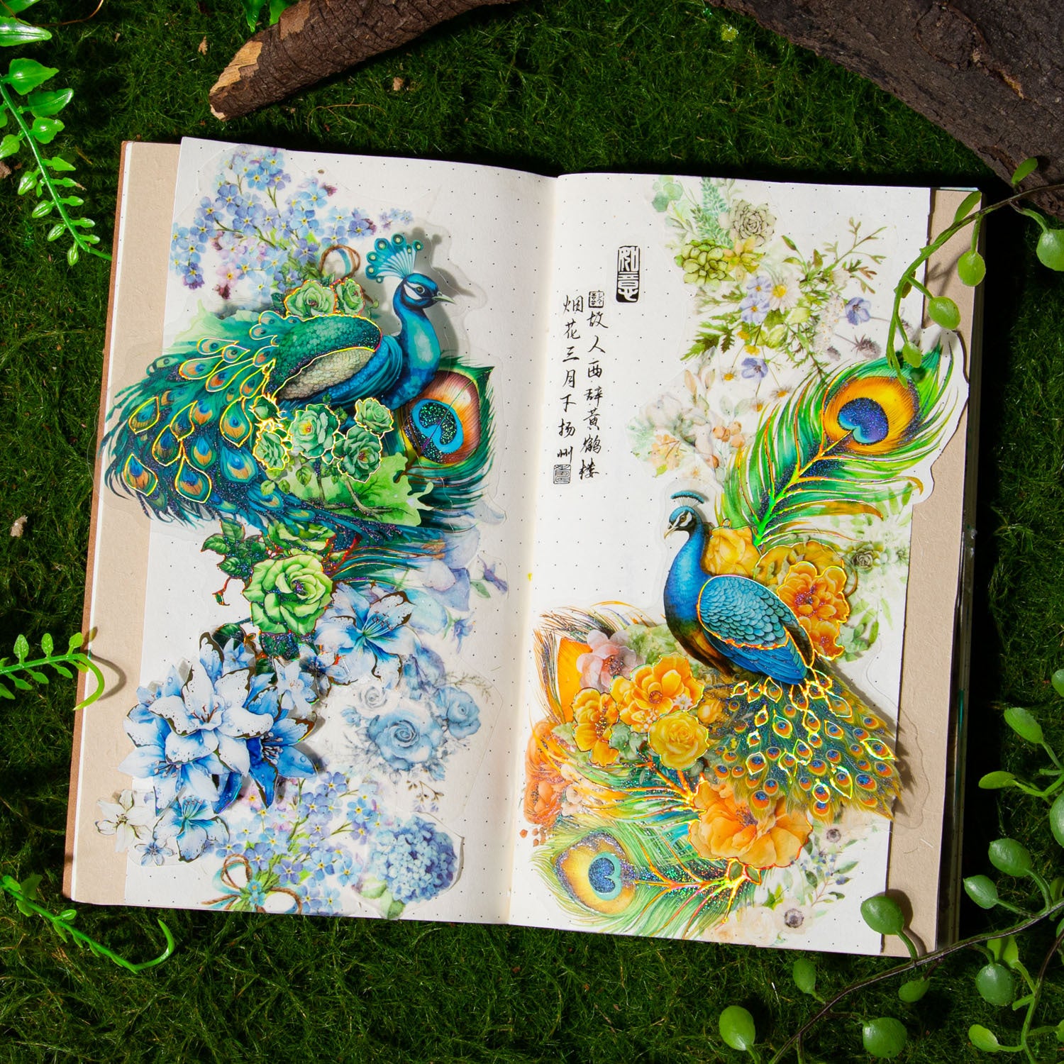 10pcs PET Peacock Stickers KQNF