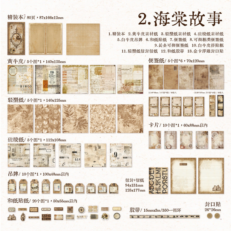 153pcs Junk Journal Supplies Kit with 80 Sheets Notebook YYQS