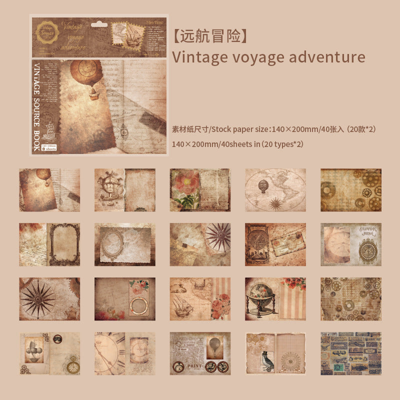40pcs Vintage Scrapbook Paper SJJH
