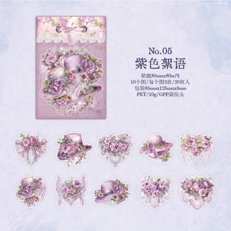 20Pcs Flower PET Stickers HXMMWH