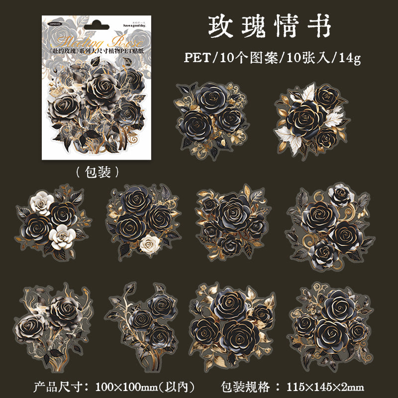 10 Pcs Vintage Rose Stickers FYMG