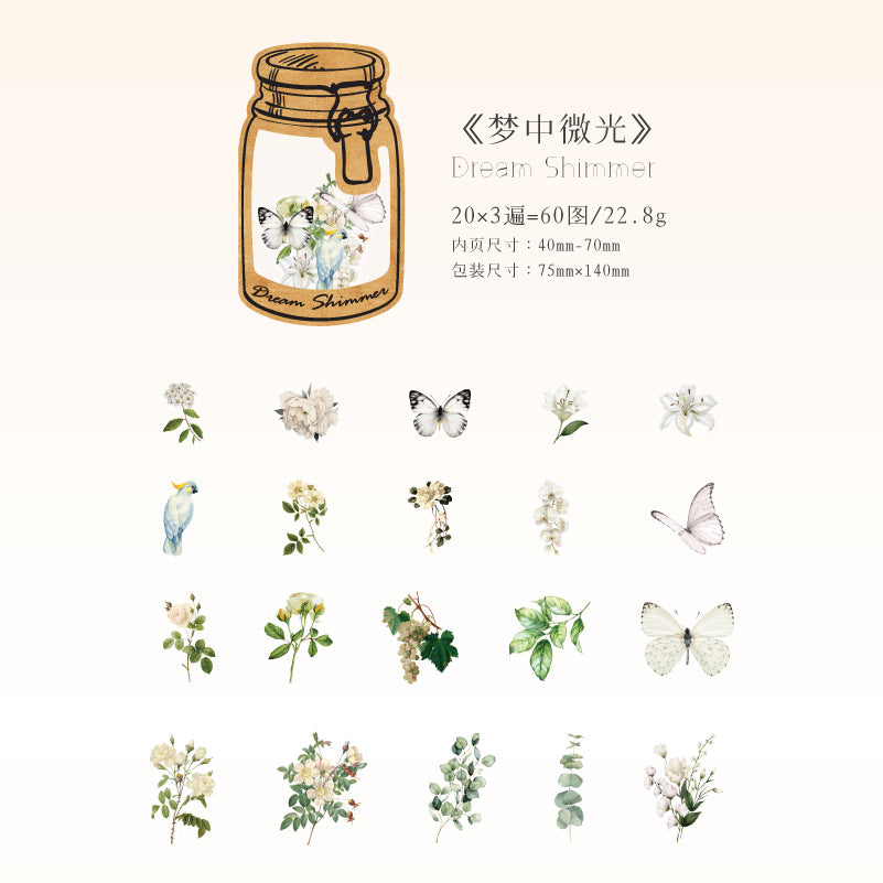 60Pcs PET Flower Stickers ZRWWPZ
