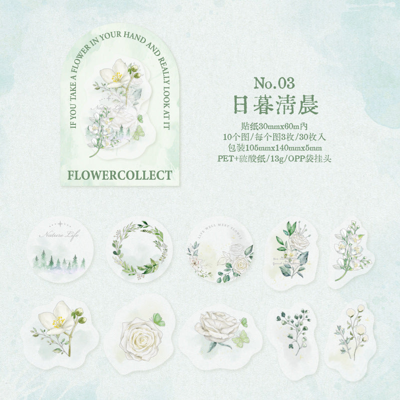 30pcs PET Flower Stickers HZDA