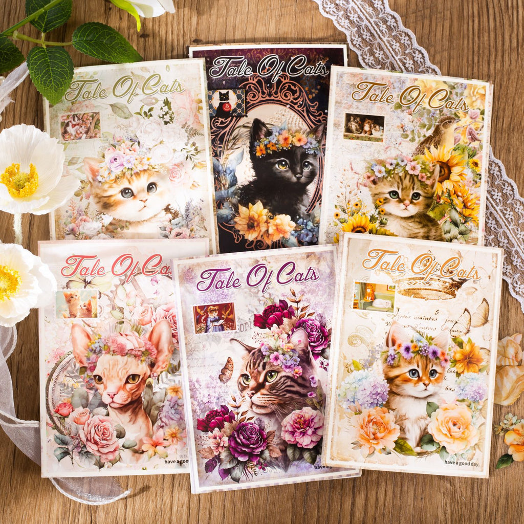 70pcs Cat Theme Scrapbook Paper MZWY