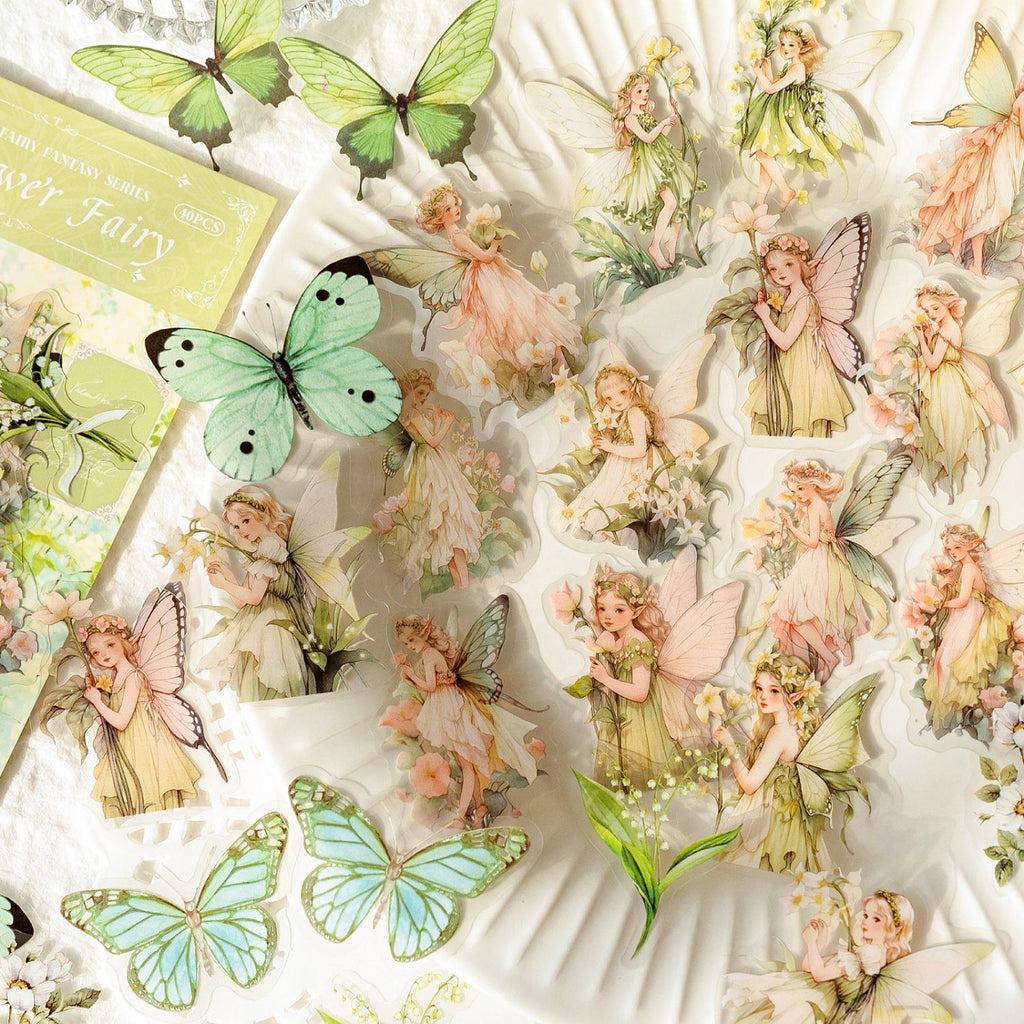40 Pcs Fantasy Fairy PET Stickers JLHX
