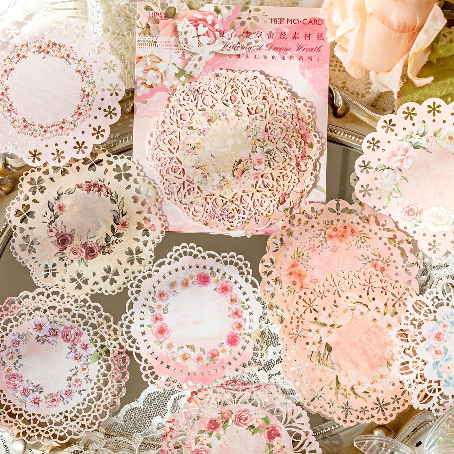 10Pcs Lace Cutout Paper WDLYMM