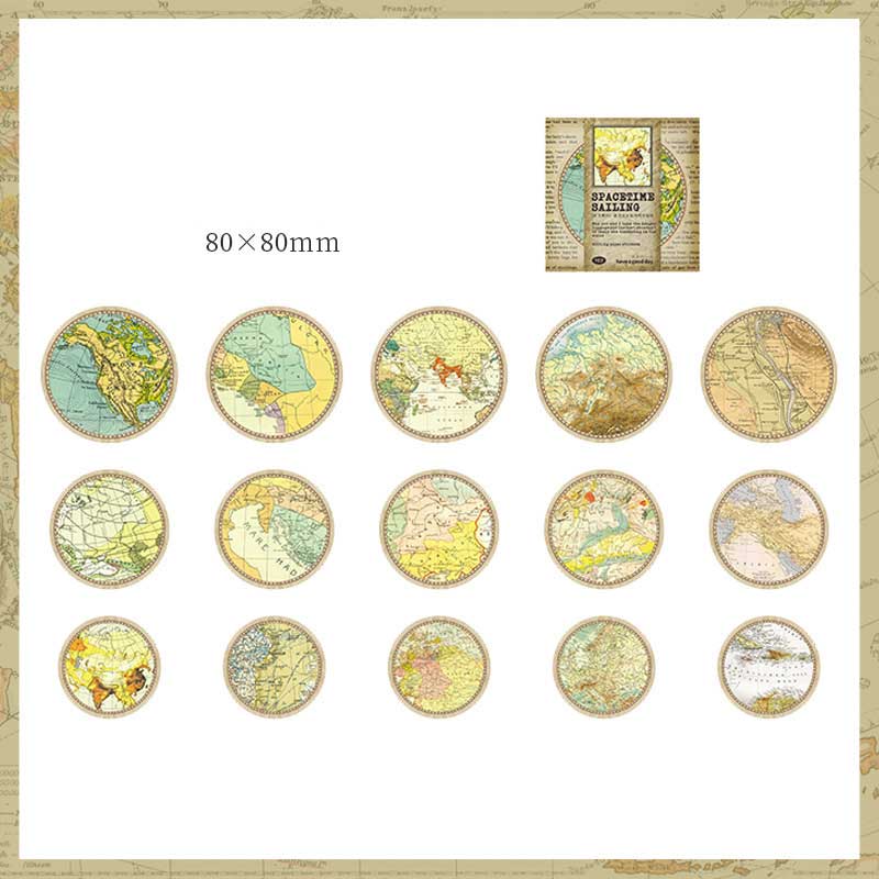 Sihon Map-Style Round Stickers