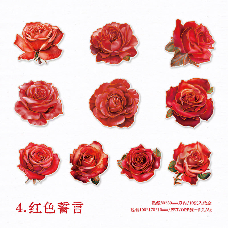 10pcs PET Rose Stickers MGWH