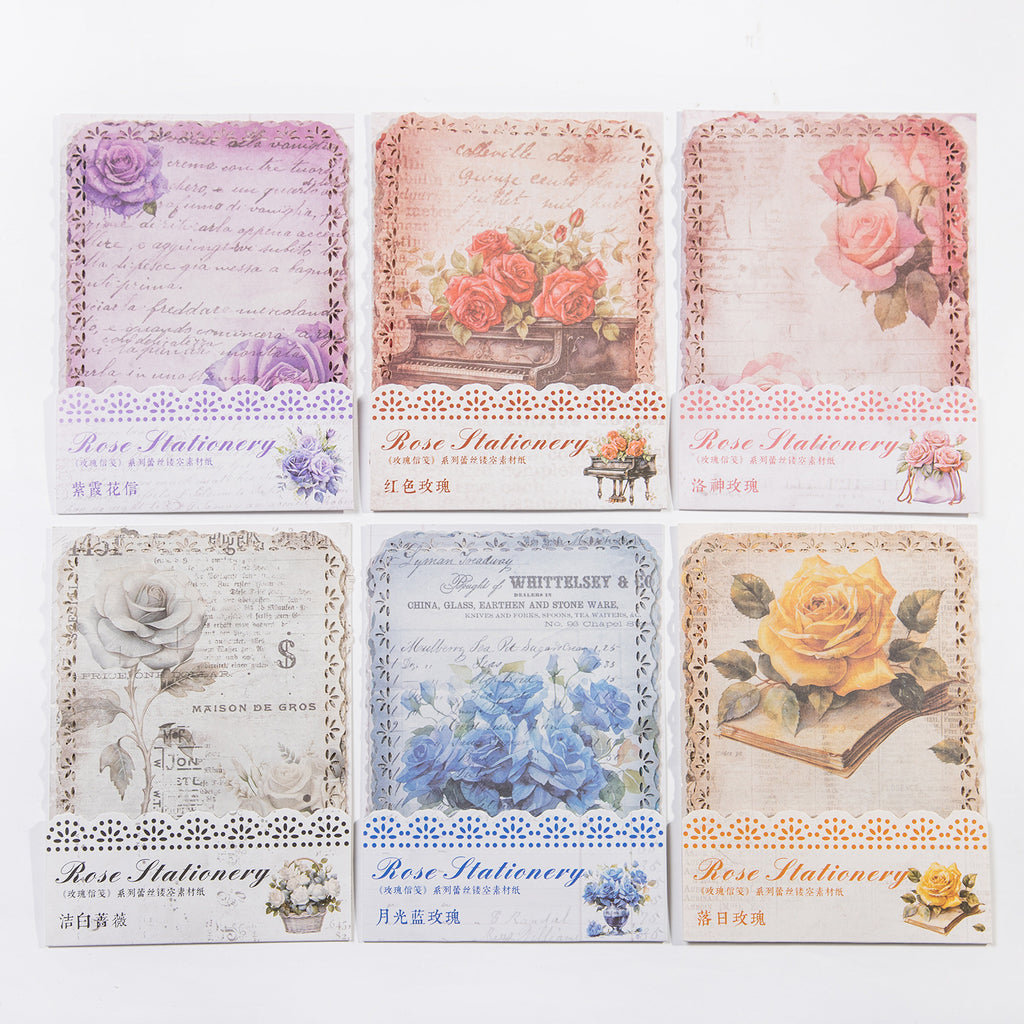 10Pcs Rose Theme Scrapbook Paper MGXJ