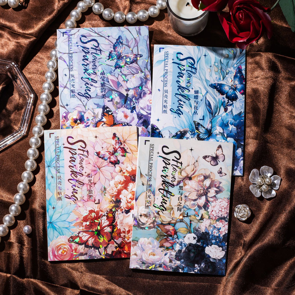 10 Pcs Butterfly and Flowers PET Stickers SYLX