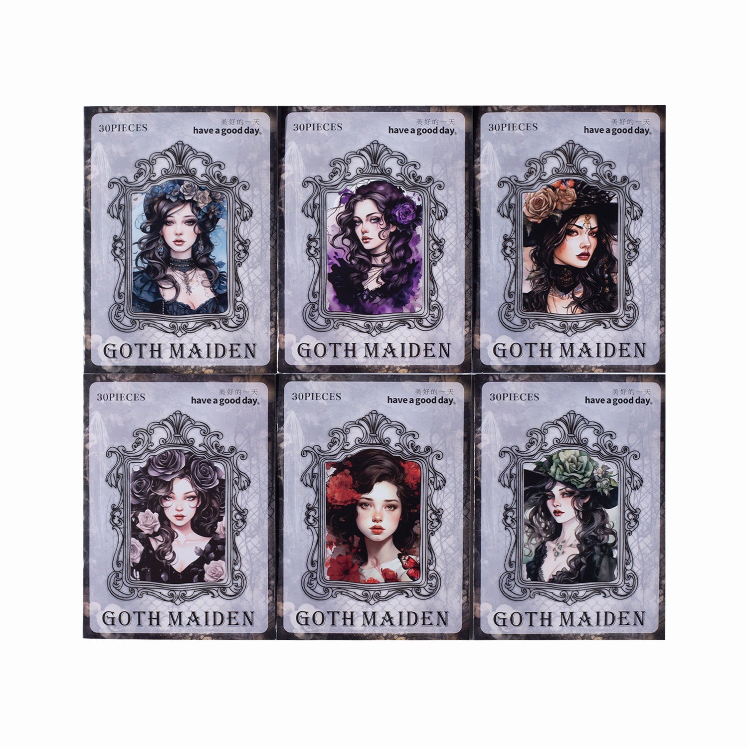 30 Pcs Gothic Girl PET Stickers GTSN
