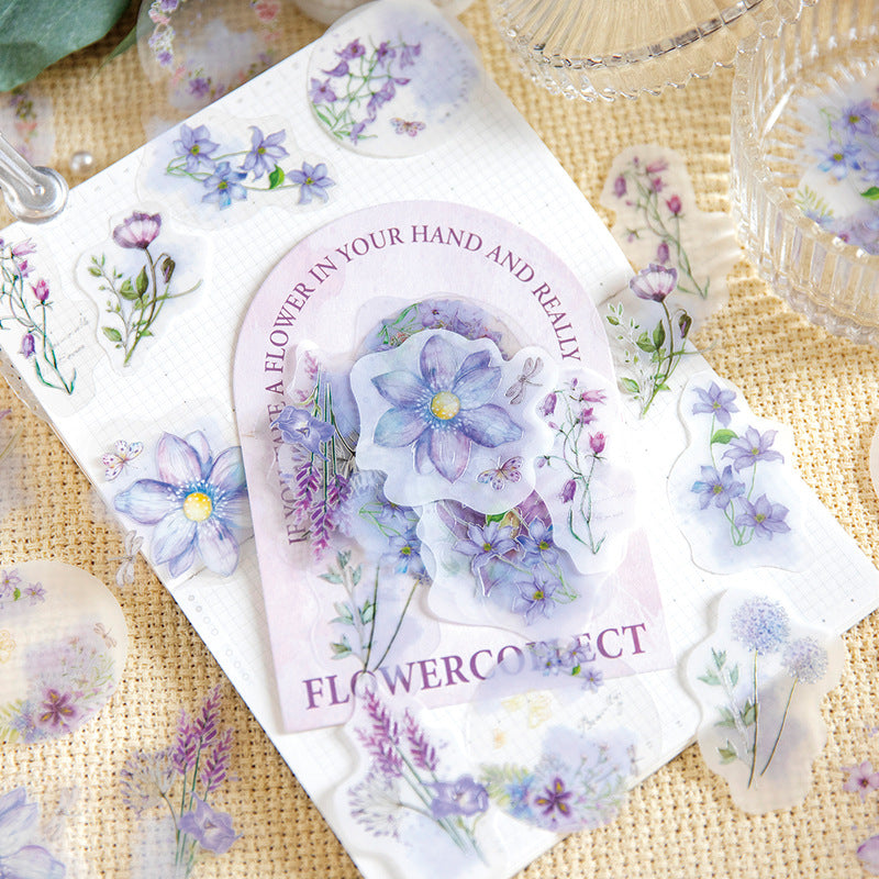 30pcs PET Flower Stickers HZDA