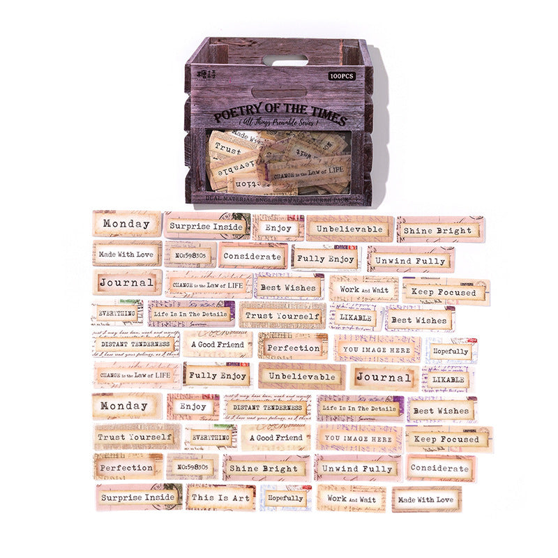 100 Pcs Vintage Words Stickers WWXZ