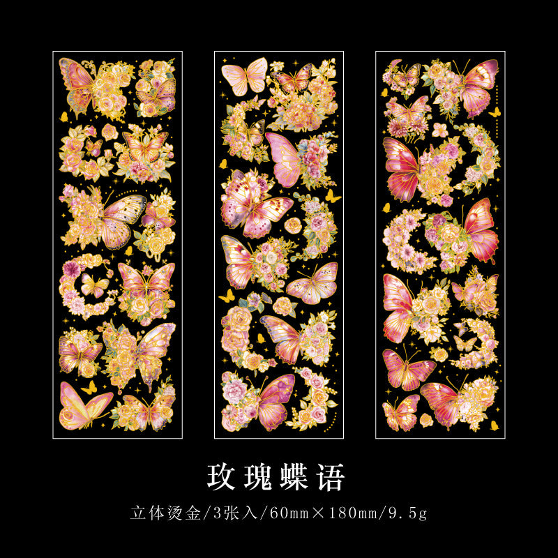 3 Sheeets Butterfly PET Stikers HMD