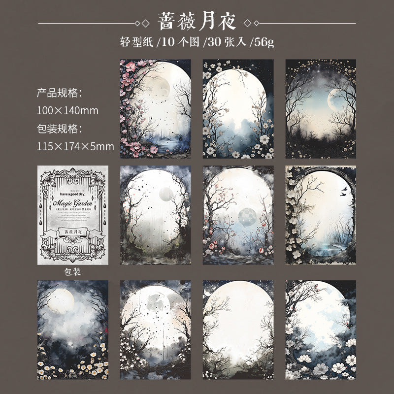 30 sheets Magic Garden Scrapbook Paper MFHY