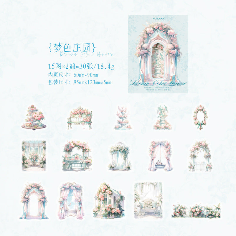 30 Pcs Floral PET Stickers HJTY