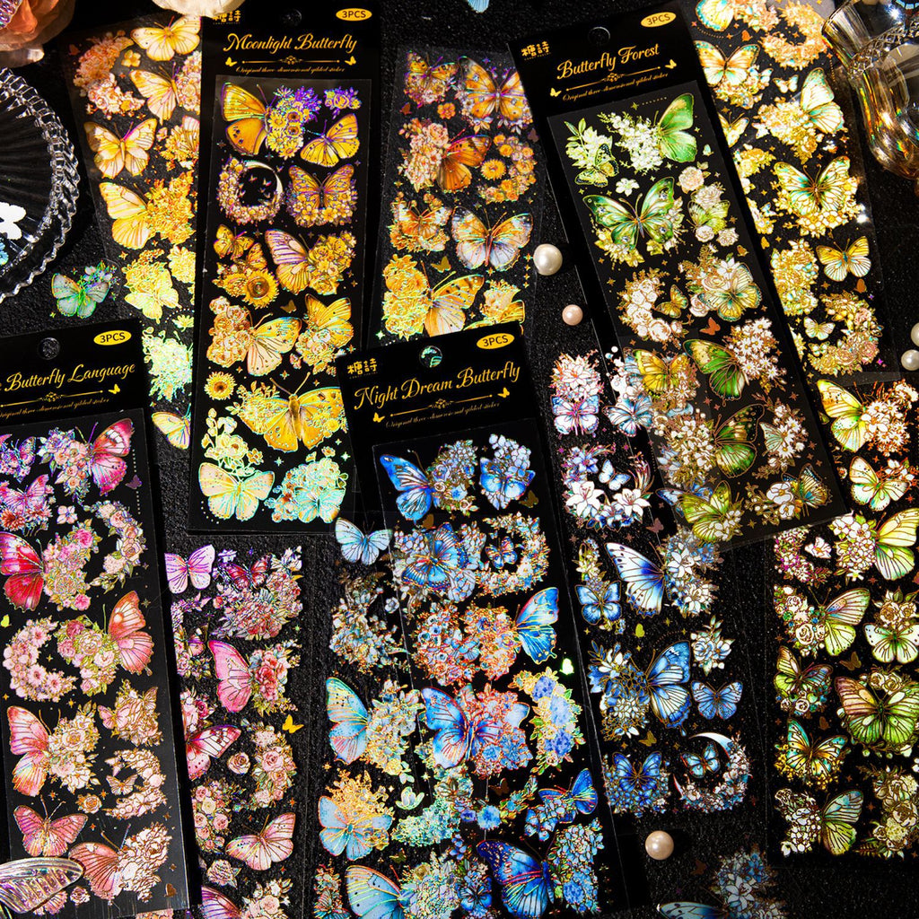 3 Sheeets Butterfly PET Stikers HMD