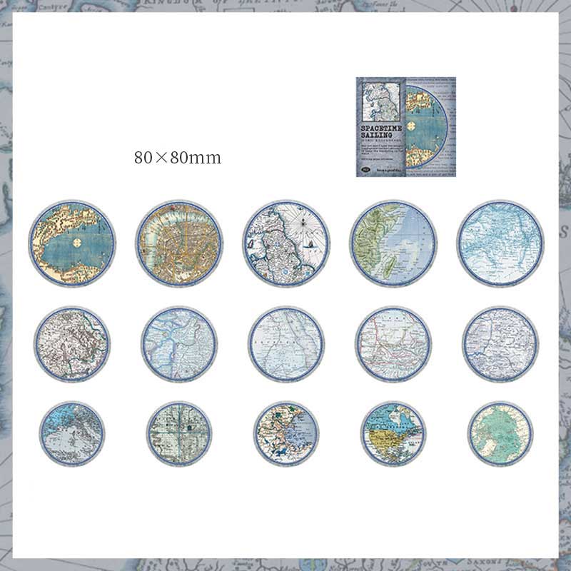 Sihon Map-Style Round Stickers