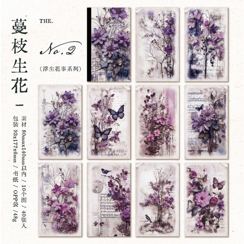 40pcs Vintage Flower Scrapbook Paper FSHS