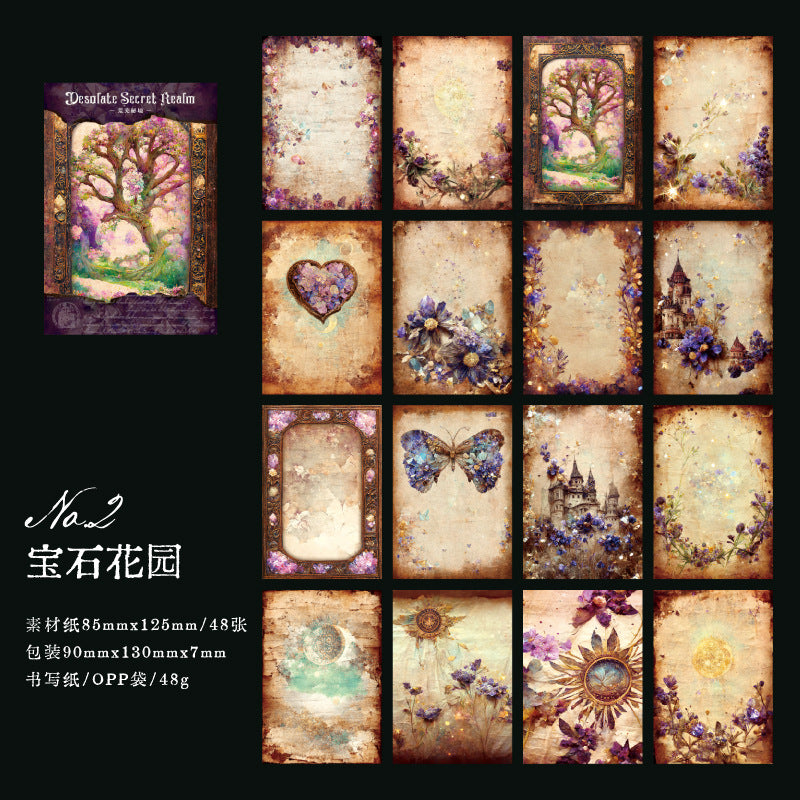 48pcs Vintage Scrapbook Paper HWMJ