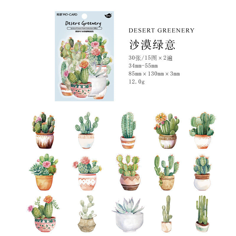 30pcs PET Green Plant Stickers LZSCS