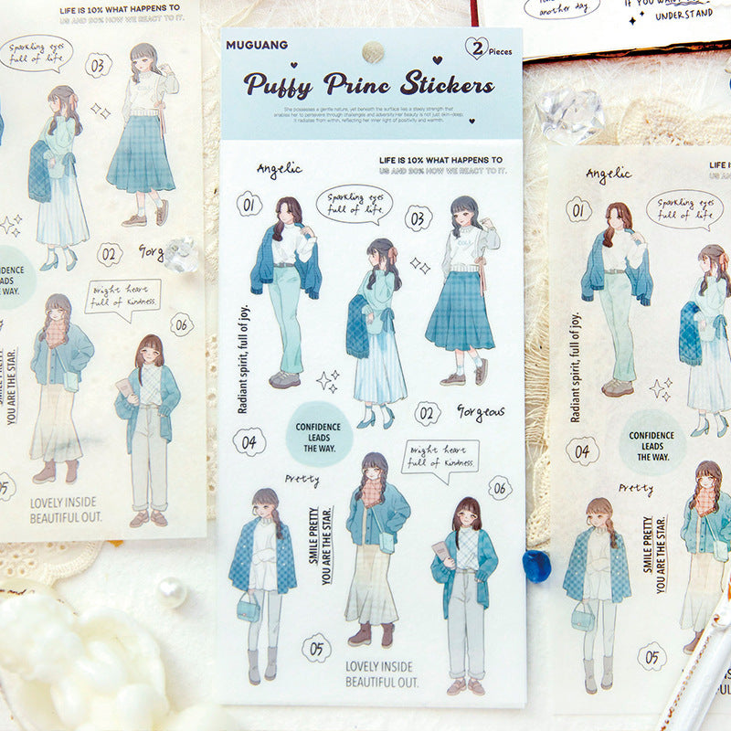 2 Pcs Fashion Girl Stickers CRXQ